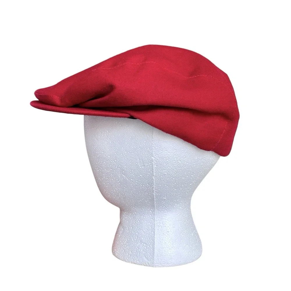 Vintage‎ Pendleton Red Wool Newsboy Cabbie Cap Hat Sz  Large USA